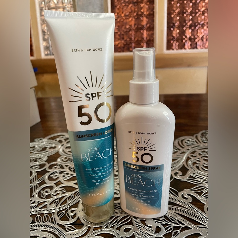 New Full Size Bath & Body Works SPF 50 Sunscreen Lotion & Spray - Beach